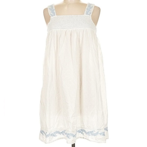 🩷RACHEL ASHWELL THE PRARIE WHITE BLUE CASUAL MIDI MINI SUMMER DRESS SIZE SMALL - Picture 2 of 10